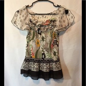 Nicola beige floral blouse